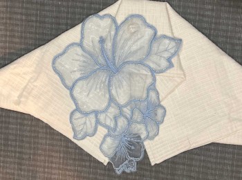 Blue Color Organza Flower With Beads Work For Dress, Gowns, Tops etc.